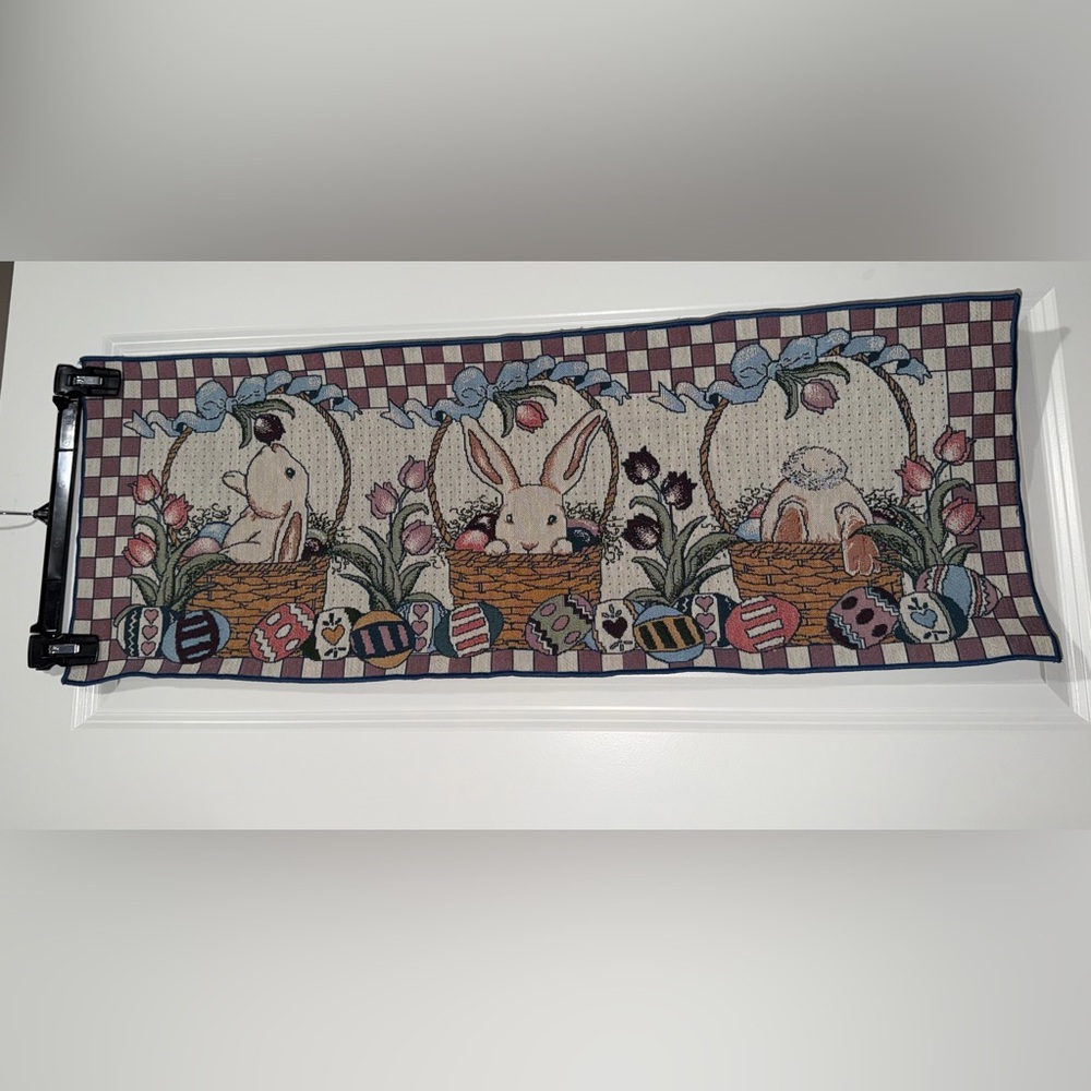 Easter Bunny‎ Tapestry Table Runner with Baskets and Eggs